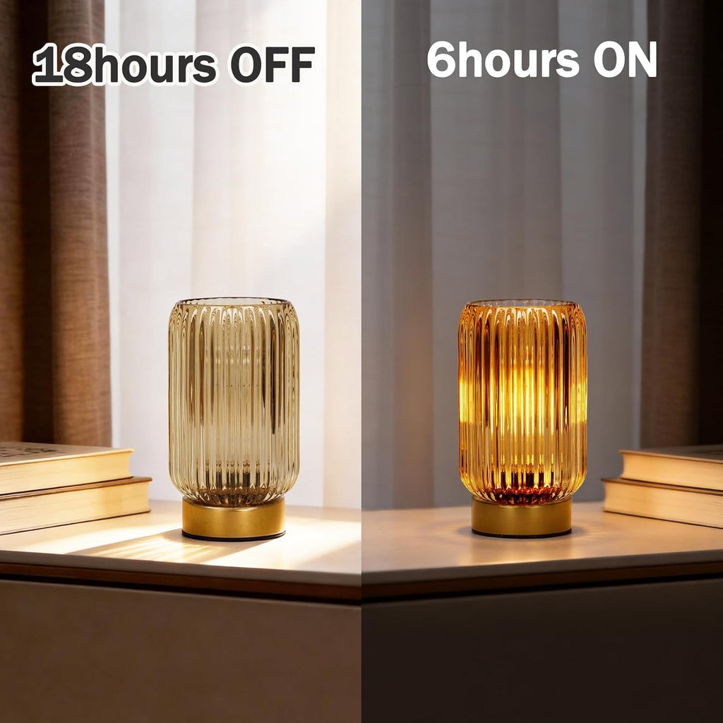 Yellow Cordless Battery Operated Lamps with Timer – Set of 2