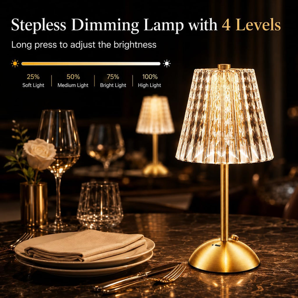 Cordless Gold Table Lamp with Touch Control & 3 Colors