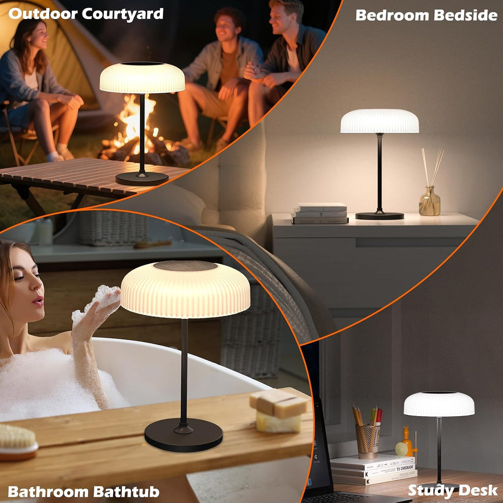 Black Solar Table Lamp – IP67 Outdoor & Indoor Lighting