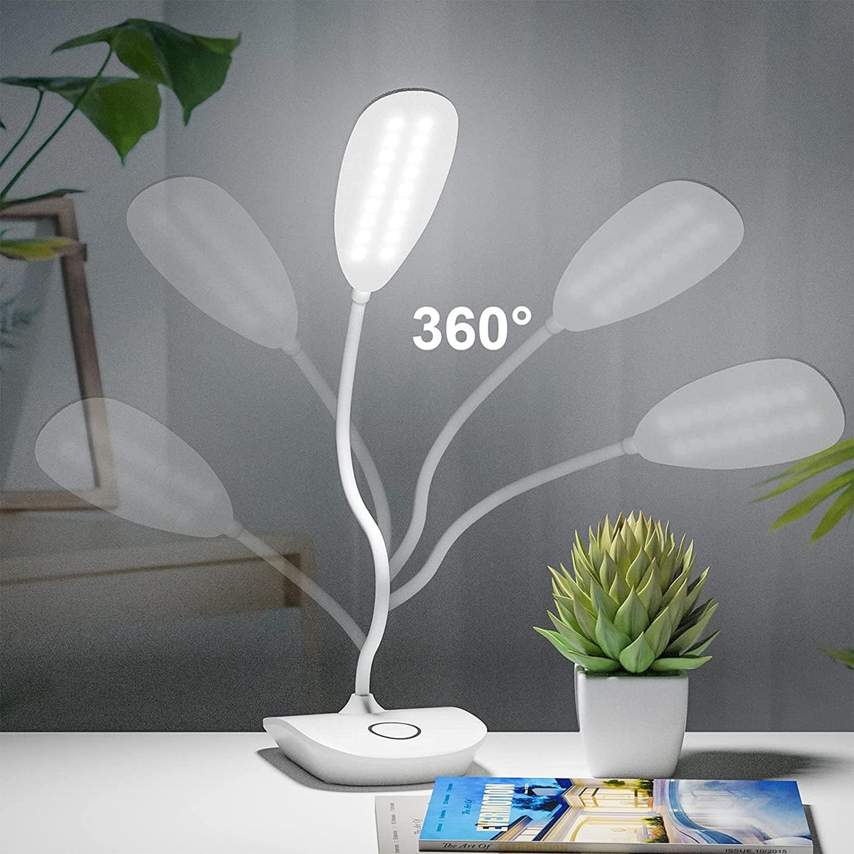 Rechargeable Cordless Desk Lamp with Flexible Gooseneck