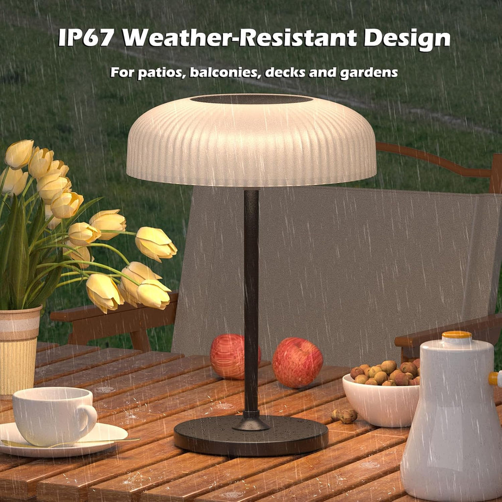Black Solar Table Lamp – IP67 Outdoor & Indoor Lighting