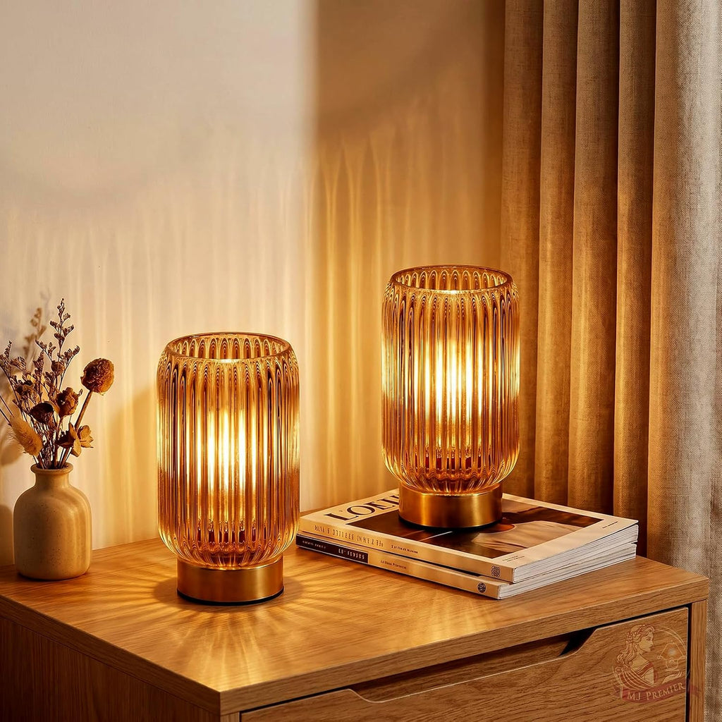 Yellow Cordless Battery Operated Lamps with Timer – Set of 2
